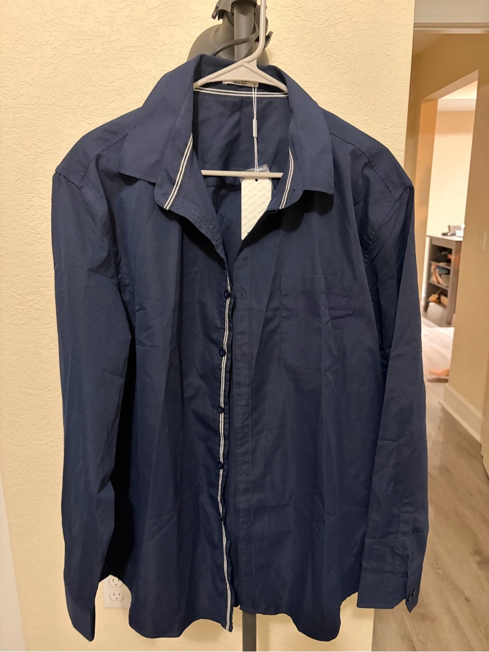 COOFANDY Men’s Navy Long Sleeve Button Down Shirt NWT